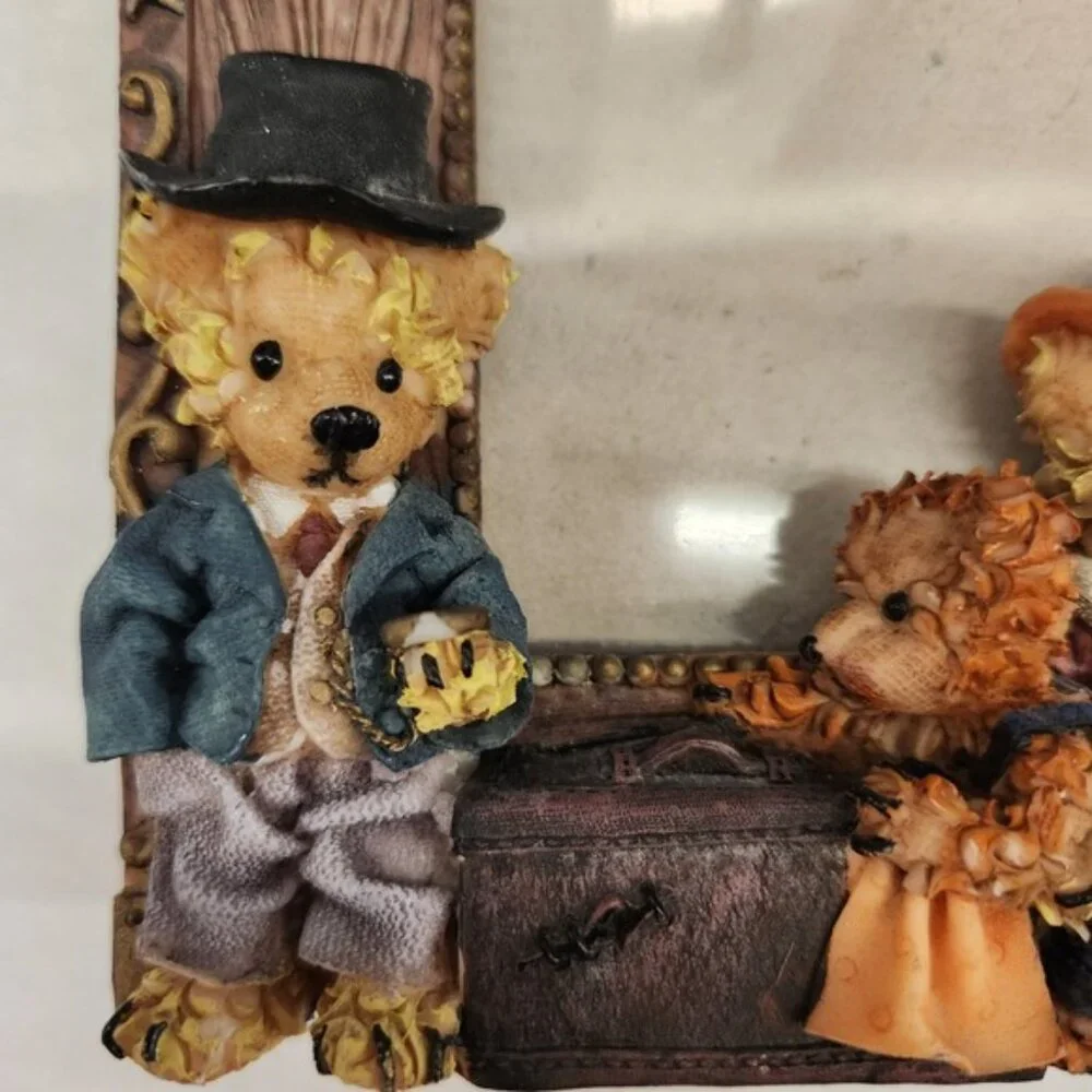 90s Teddy Bear Family Picture Frame Resin‎ Brown Home Decor Collectible